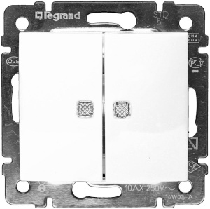 Выключатель 2 клавишный с подсветкой Legrand Valena - интернет-магазин электротоваров "Экспресс-электро" (изображение 1)