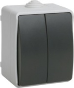 Выключатель 2-клавишный ФОРС IP54 IEK - интернет-магазин электротоваров "Экспресс-электро"