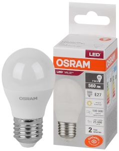 Светодиодная лампа Osram LVCLP60 7W 830 E27 Шар - интернет-магазин электротоваров "Экспресс-электро" (изображение 1)