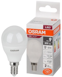 Светодиодная лампа Osram LVCLP75 10W 840 E14 Шар - интернет-магазин электротоваров "Экспресс-электро" (изображение 1)